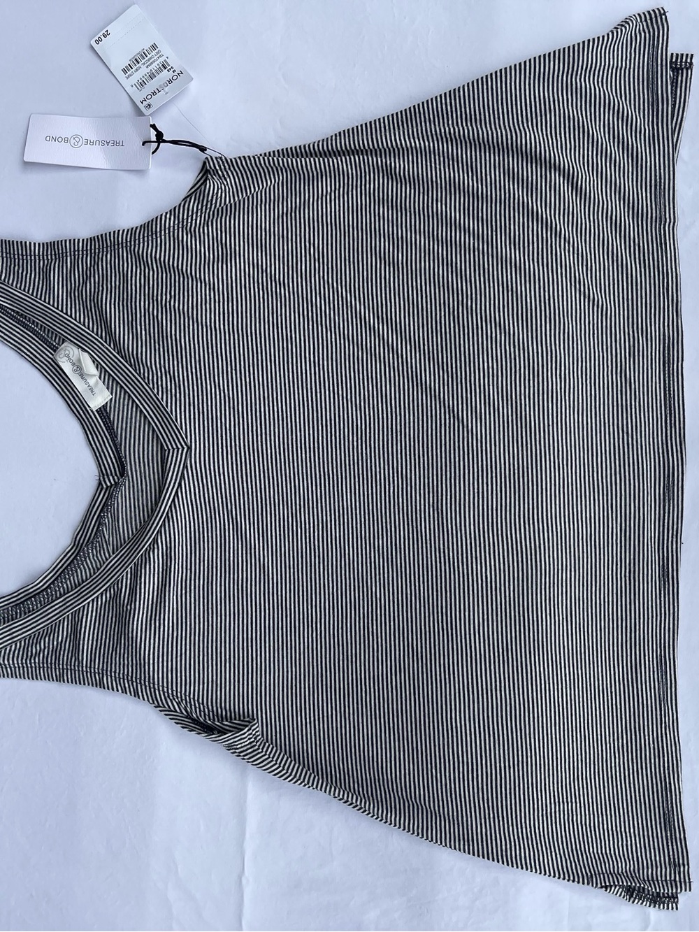 Treasure & Bond Nordstrom Striped Tank Top Grey Charcoal Ivory TB470588MI New
